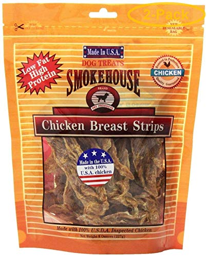Smokehouse bâtonnets poitrine de poulet — aperçu texture naturelle et collation idéale pour l'entraînement canin