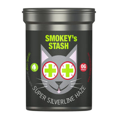 Smokey's Stash Silvervine Haze, emballage compact et pratique pour doser facilement.