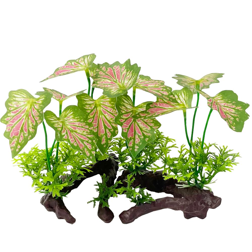 Smoothedo-Pets Feuillage forêt tropical rose petit ensemble, cache-poisson discret et décor naturel.