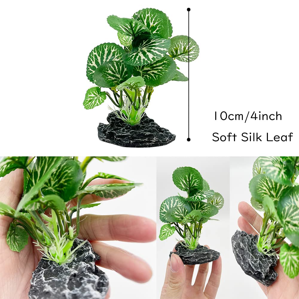 Smoothedo-Pets plante artificielle soie bleue, refuge discret pour poissons et reptiles.