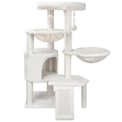 Smouatou Wang Xin arbre-chat triple-niveau avec condo et hamac, repos sûr pour chat.