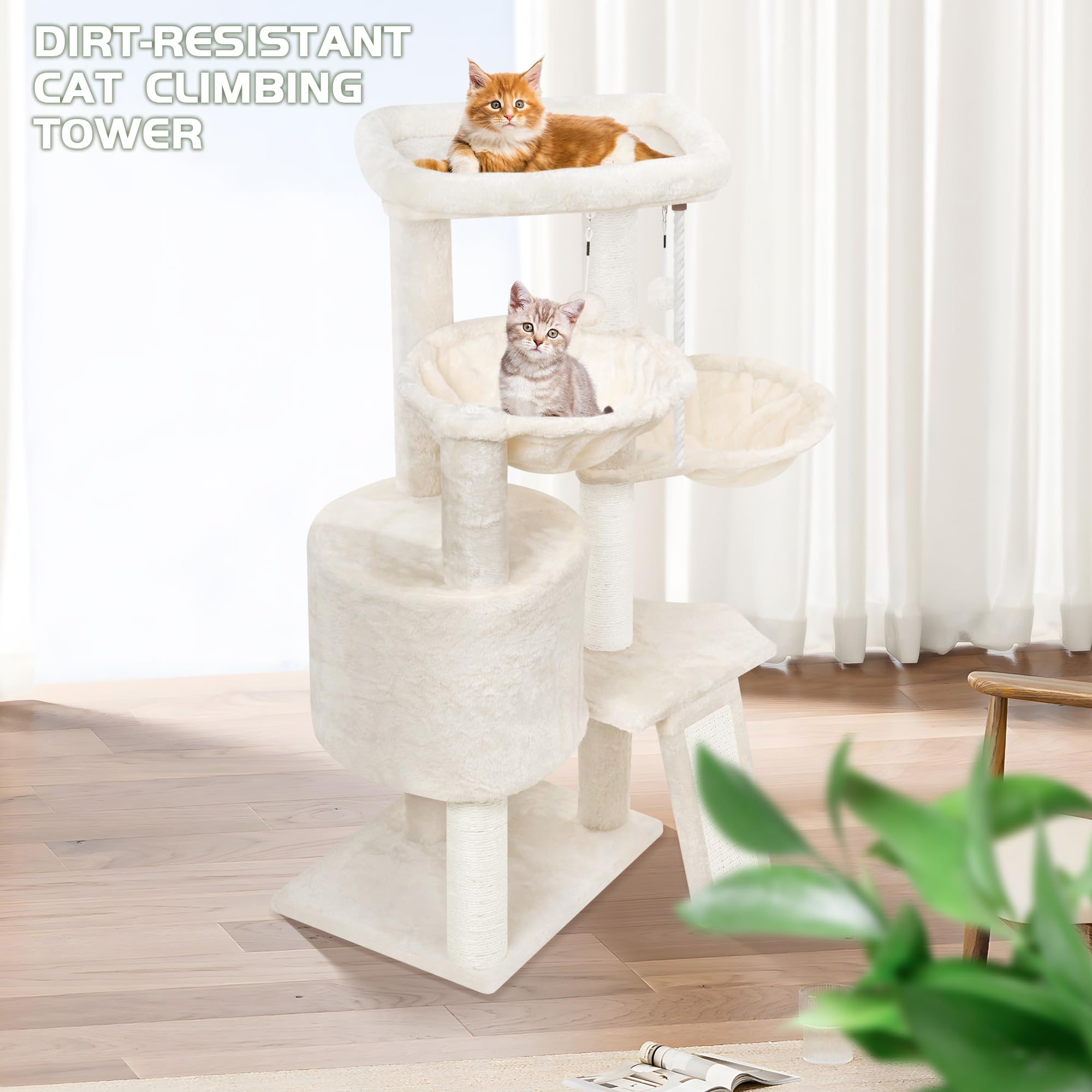 Smouatou arbre-chat triple-niveau hamacs doubles, détente en hauteur.