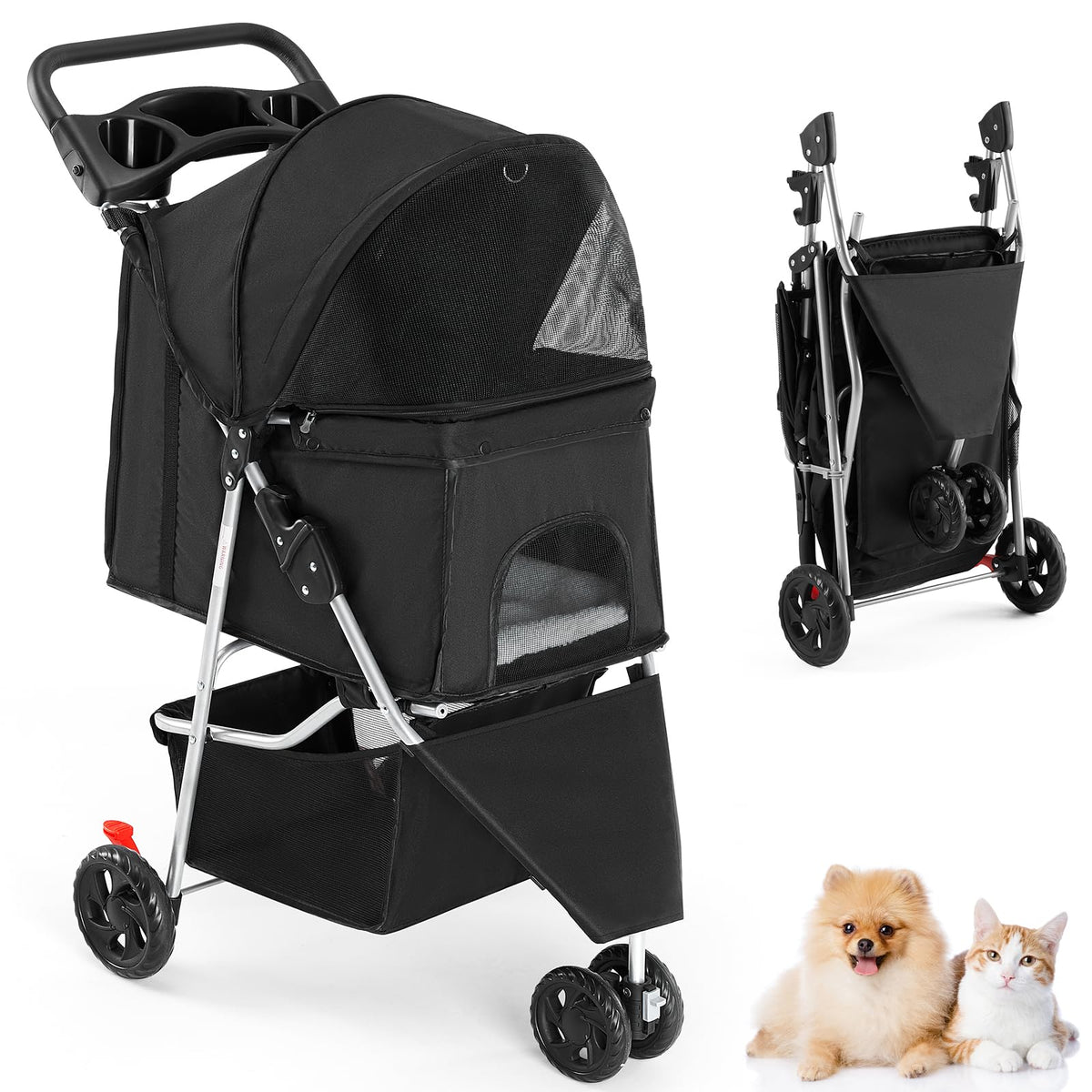 SMUG Poussette pour animaux à trois roues extérieure et robuste pour balades