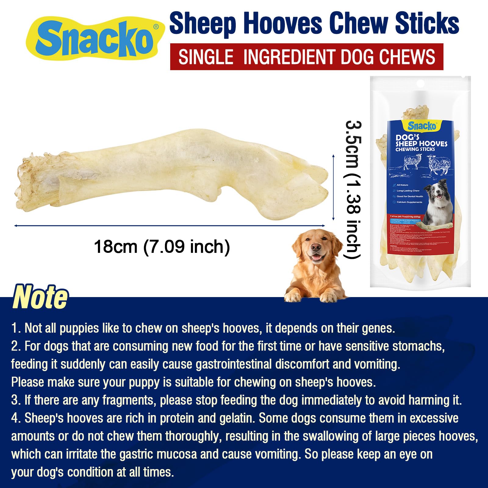 Snacko sabots d’agneau – alternative sans cuir brut pour les chiens qui aiment mâcher.