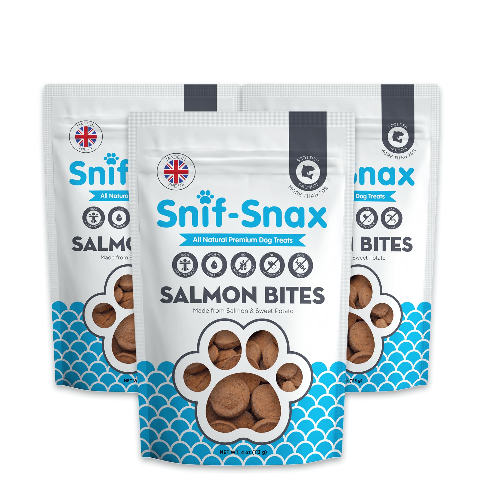 Snif-Snax Morceaux Saumon Entrainement Petits, récompense efficace pour sessions d'entraînement.