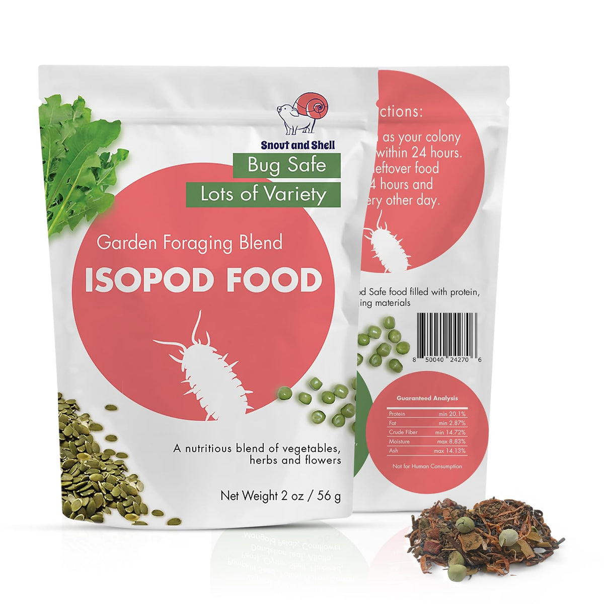 Snout and Shell bol alimentaire pour isopodes, stimule l'activité et le foraging.