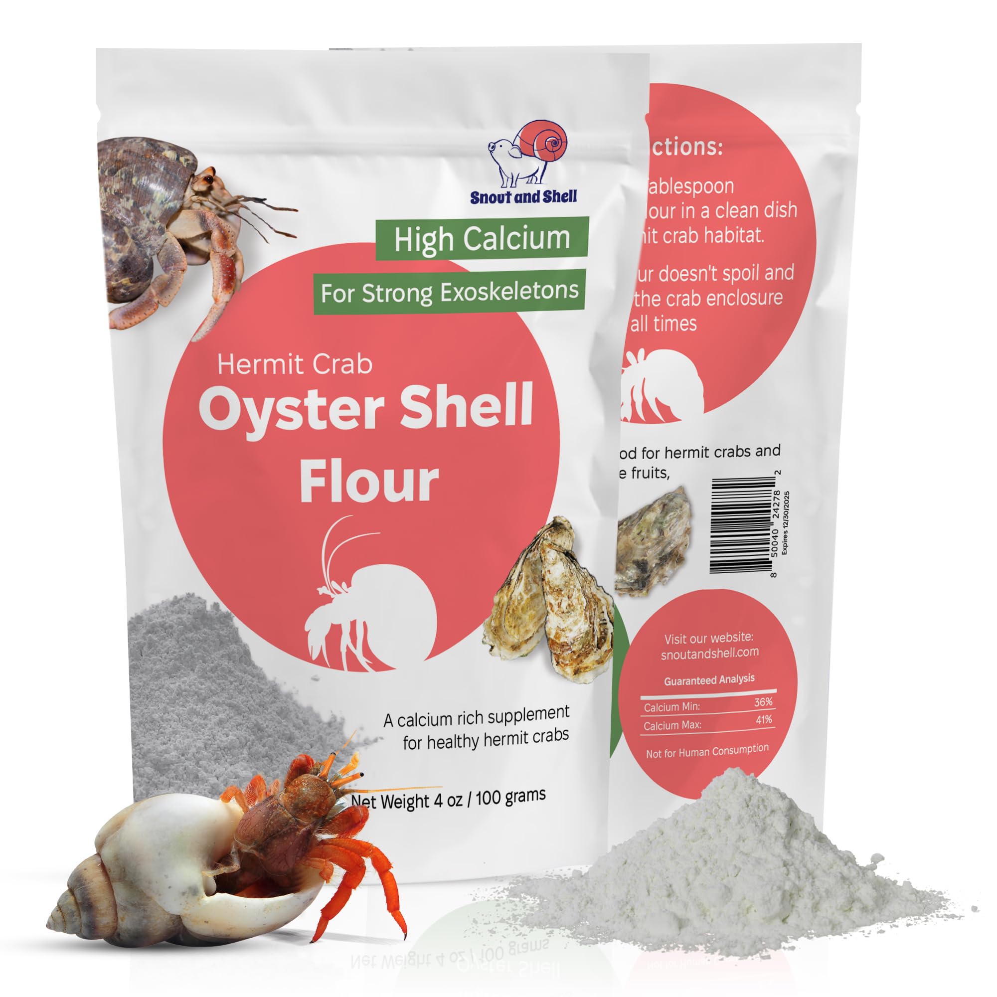 Snout and Shell: poudre de coquille d’huître écrasée pour la mue des crabes ermite et la carapace