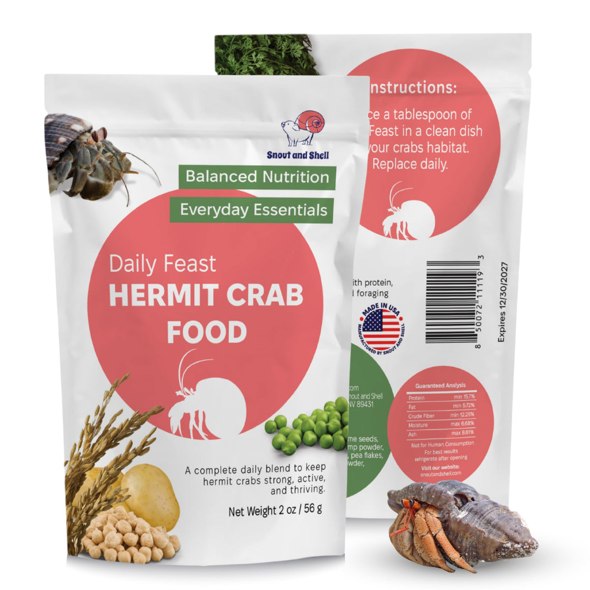 Snout and Shell Daily Feast dans un bol, soutien à la vitalité des hermites terrestres.