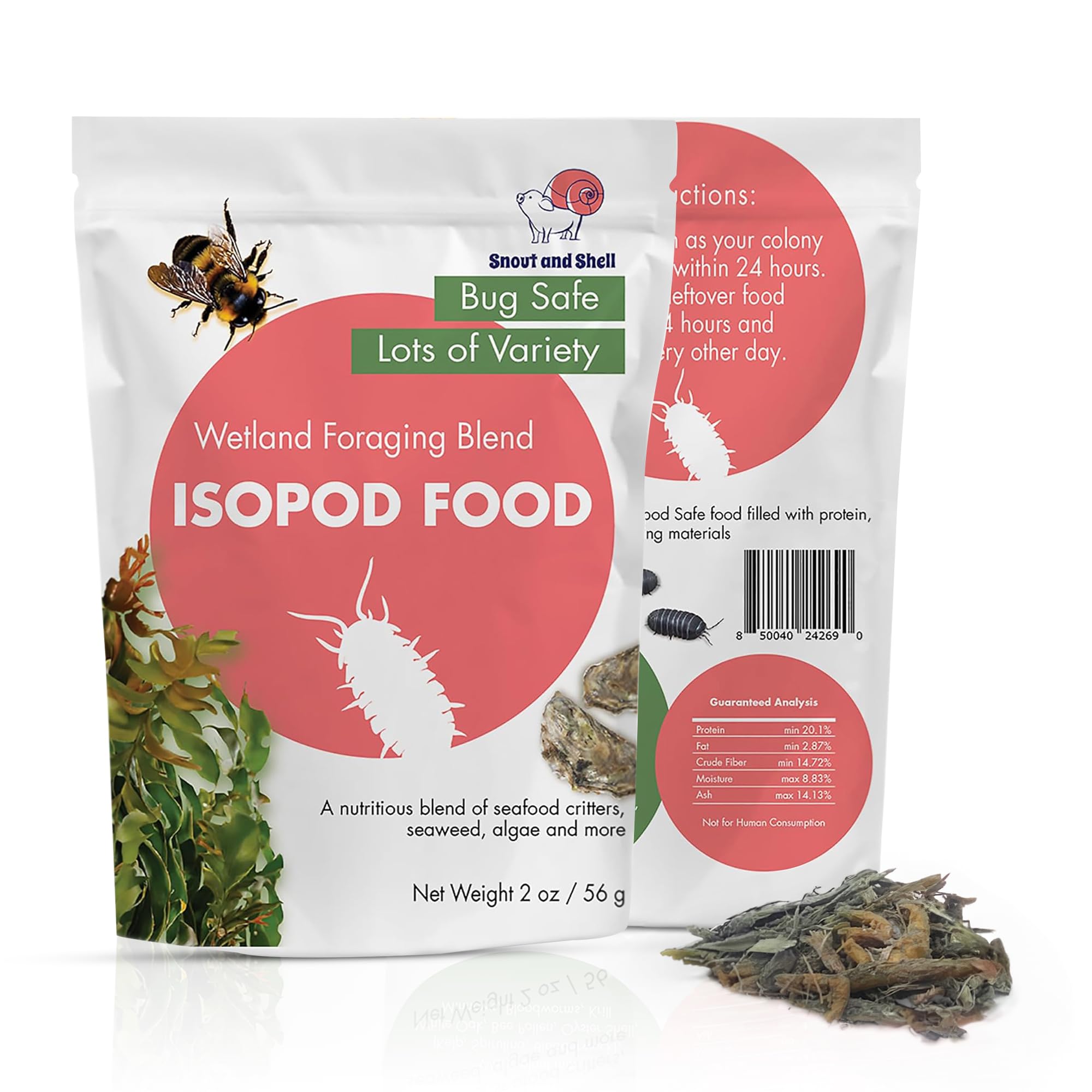 Snout and Shell nourriture pour isopodes marais, facilite habitudes alimentaires naturelles.