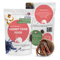 Snout and Shell emballage des vagues bleues, présentation pratique pour l'alimentation des crabes ermite.