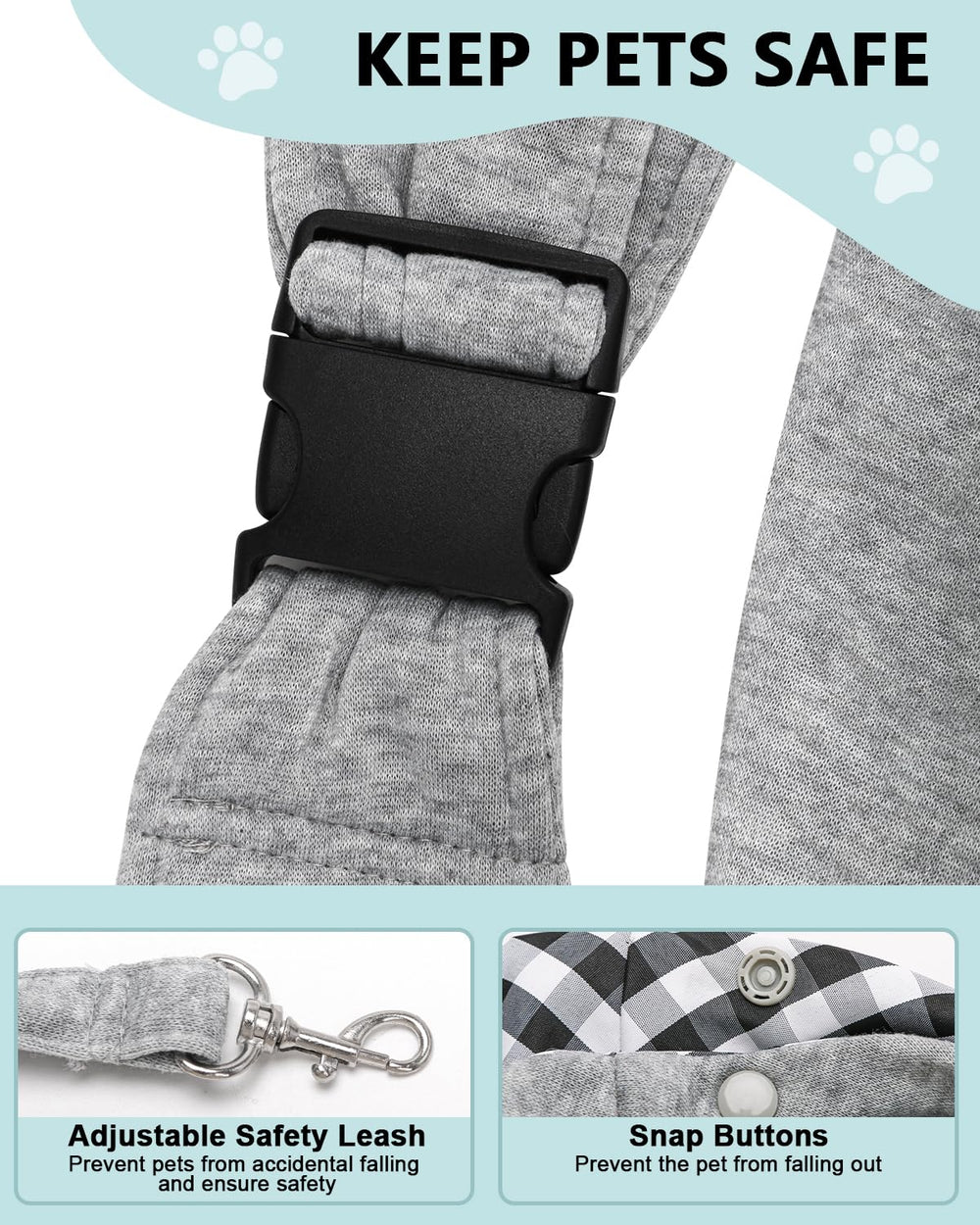 Snqqmtt sling attaches sécurisées fixant l’animal au harnais