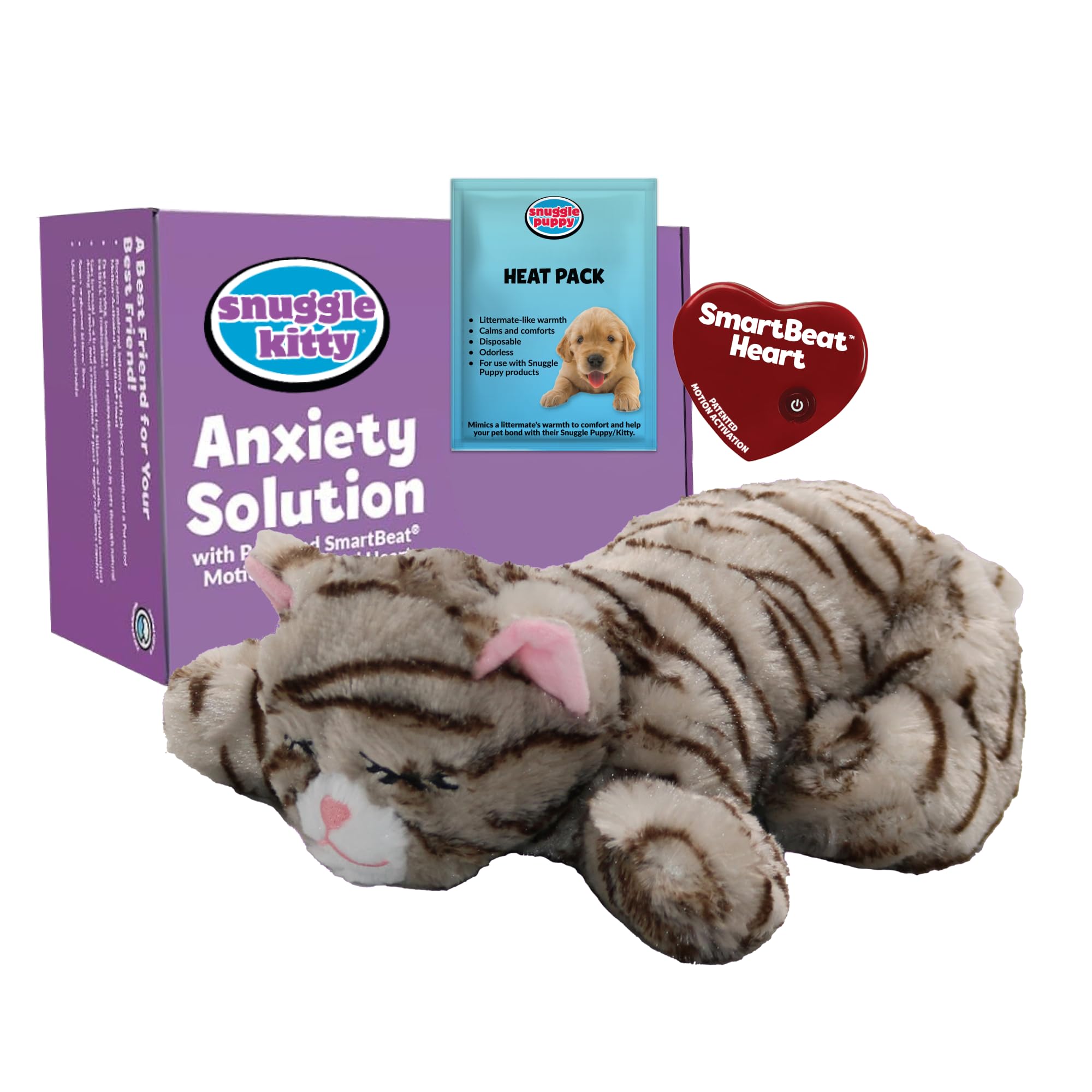 Snuggle Kitty avec cœur réel qui bat pour apaiser le chat.