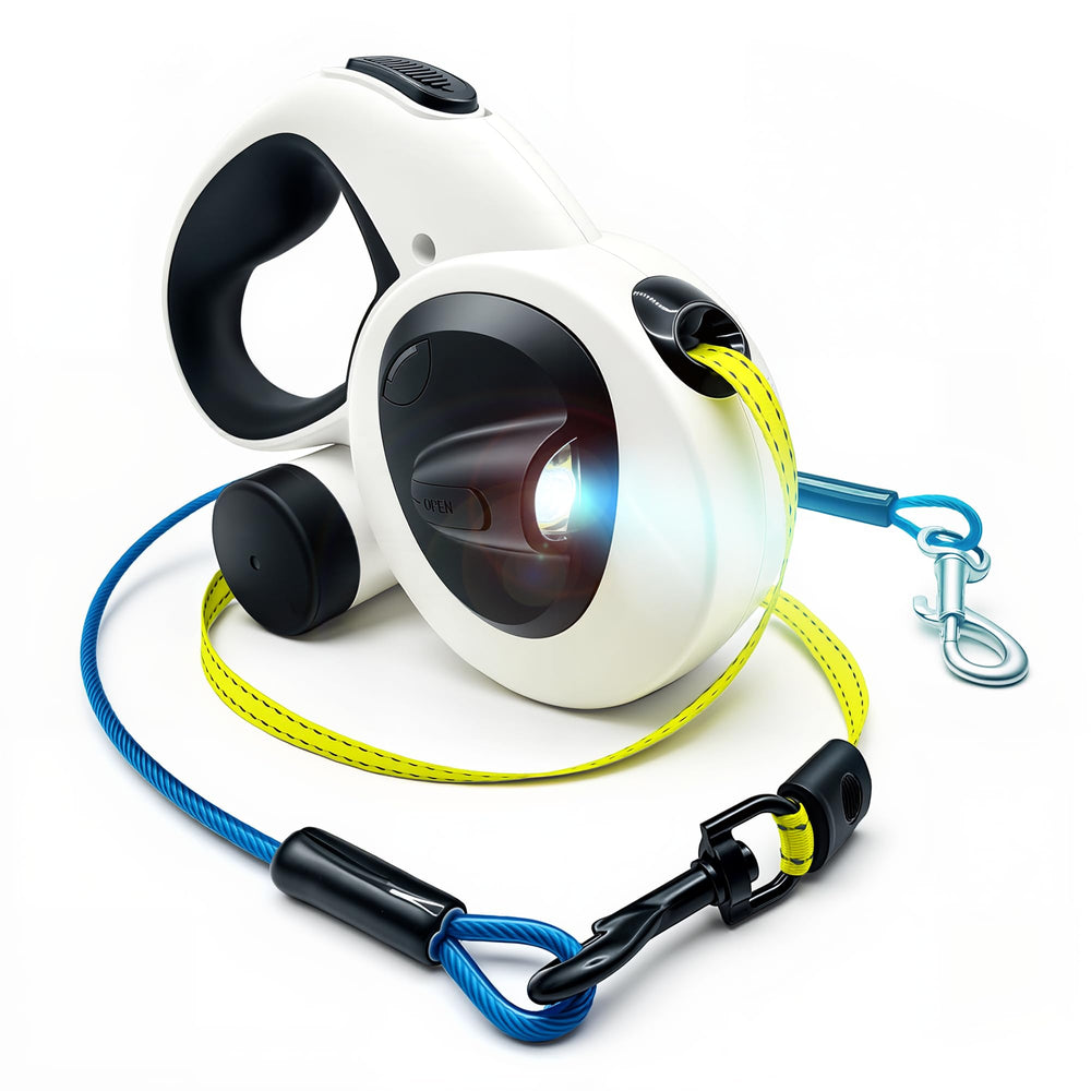 Snuggle Paws laisse rétractable 16 pieds pour promenades faciles et contrôlées.