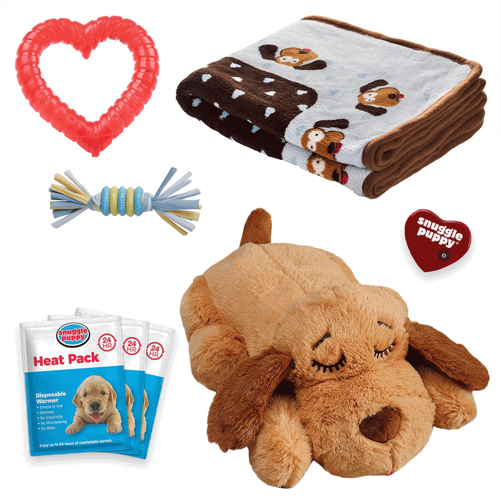 Snuggle Puppy biscuit peluche pour chiot, réconfort nocturne et calme.