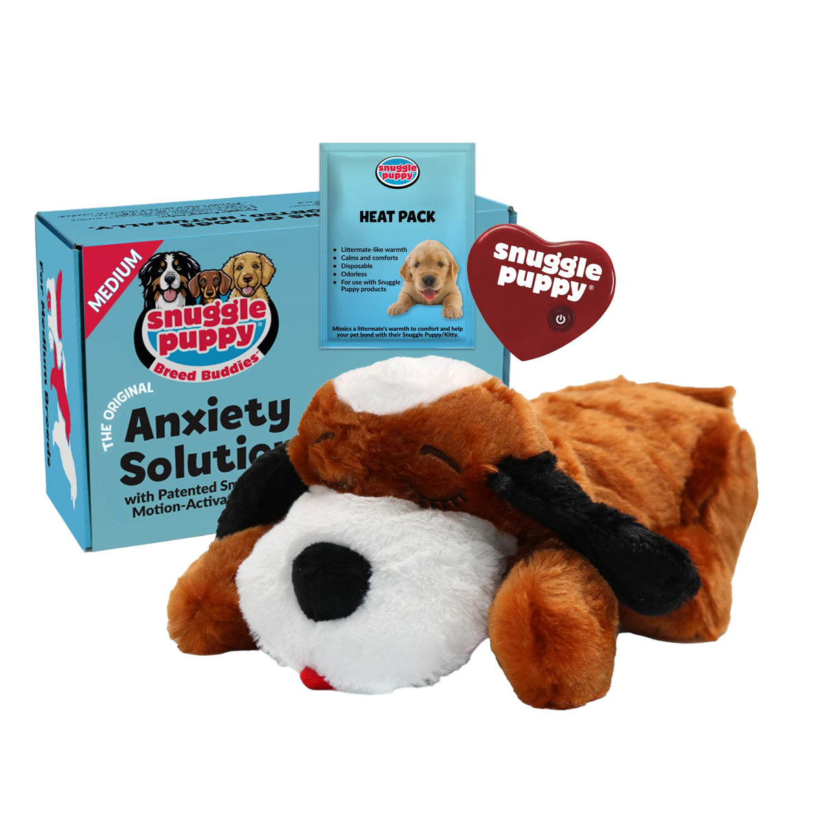 Snuggle Puppy avec cœur réaliste pour rassurer le chiot au coucher.