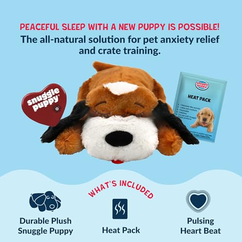 Snuggle Puppy motif beagle brun et blanc, apparence rassurante.