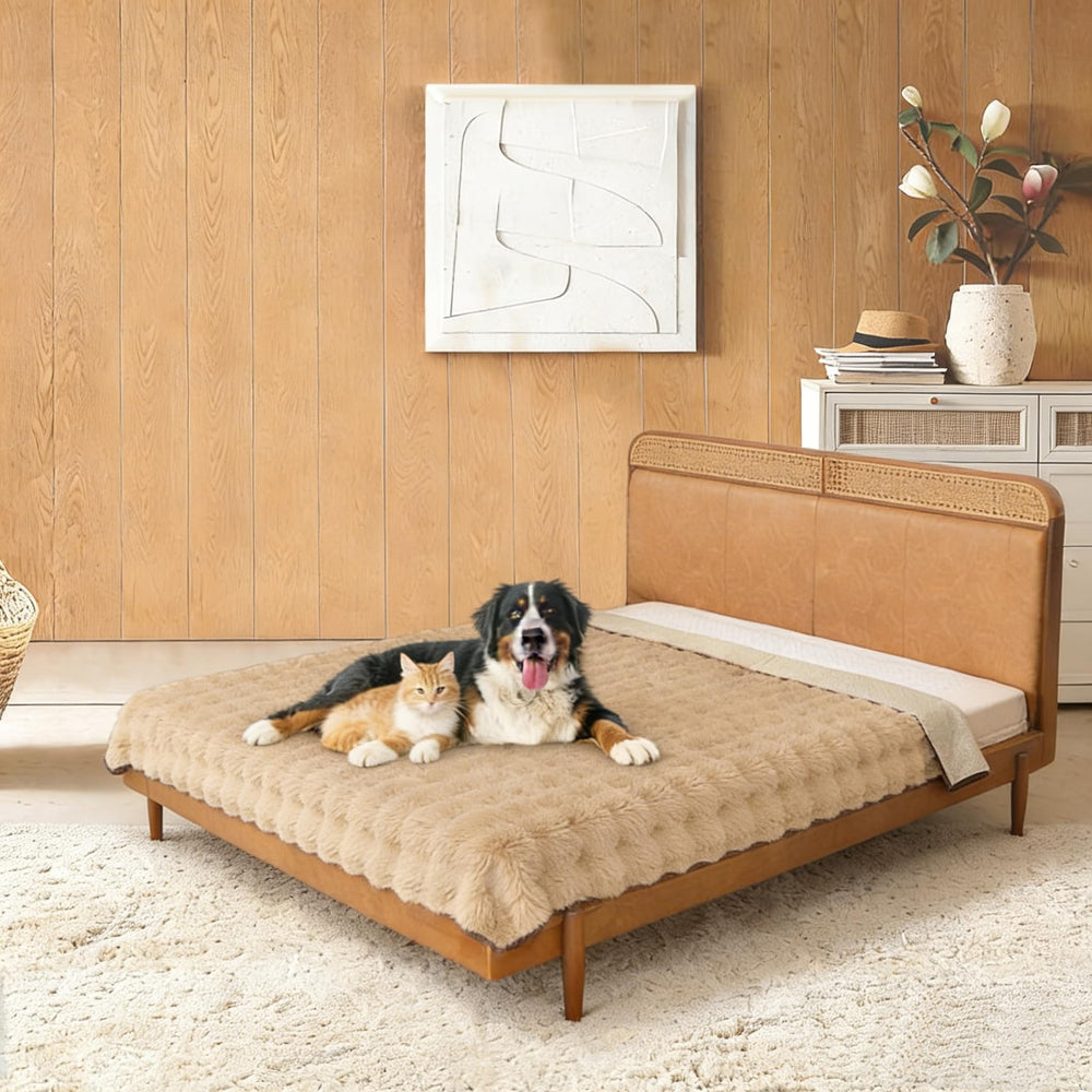 Housse Snugglesinto impermeable sur lit chien 68x82 brun bulle, protection humidite