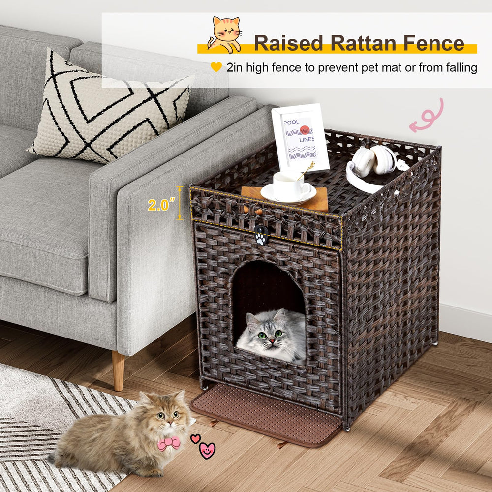 Snughome: enclos-chat rotin avec porte pour un accès facile et intimité.