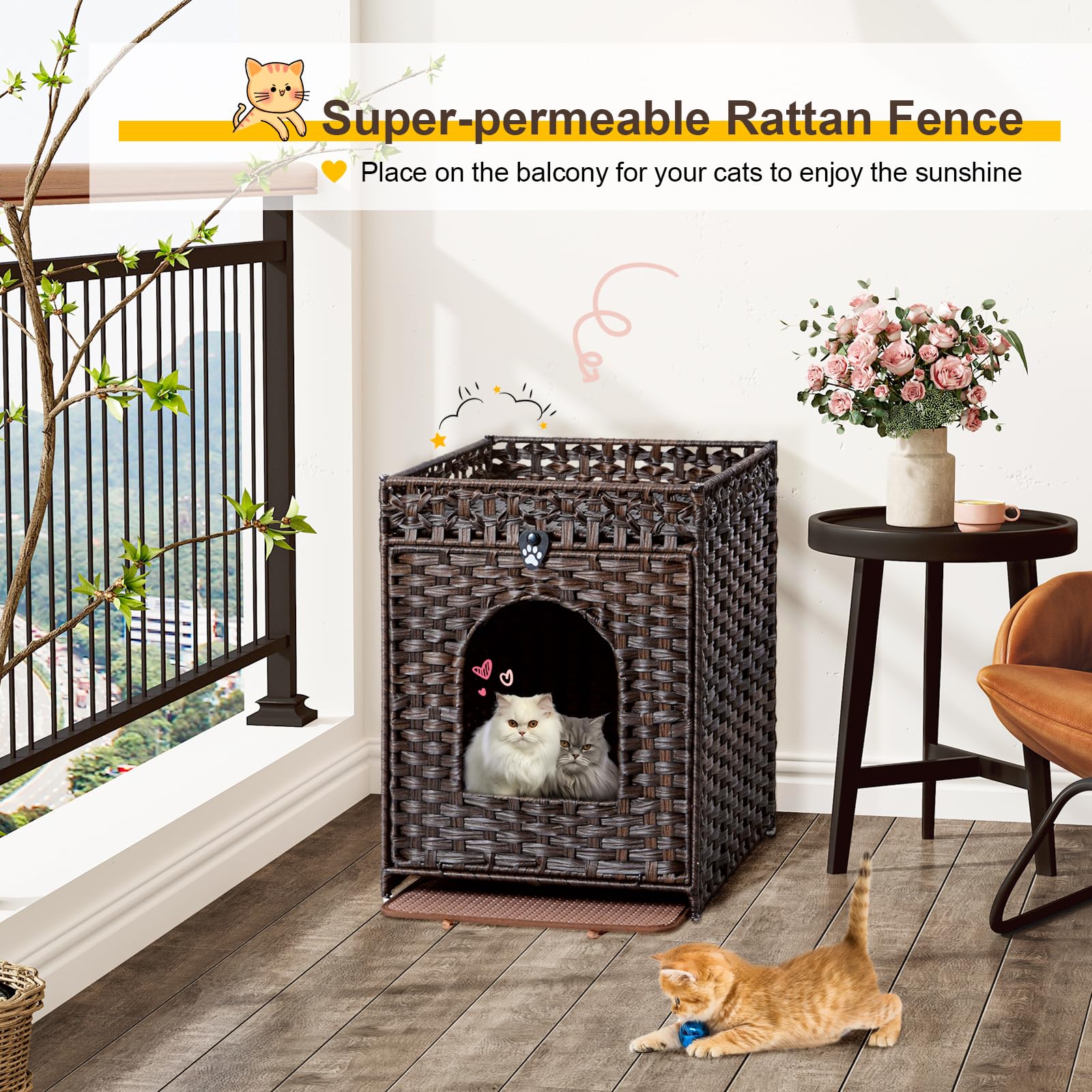 Snughome: entrée enclos rotin offrant lumière naturelle et espace intérieur sûr.