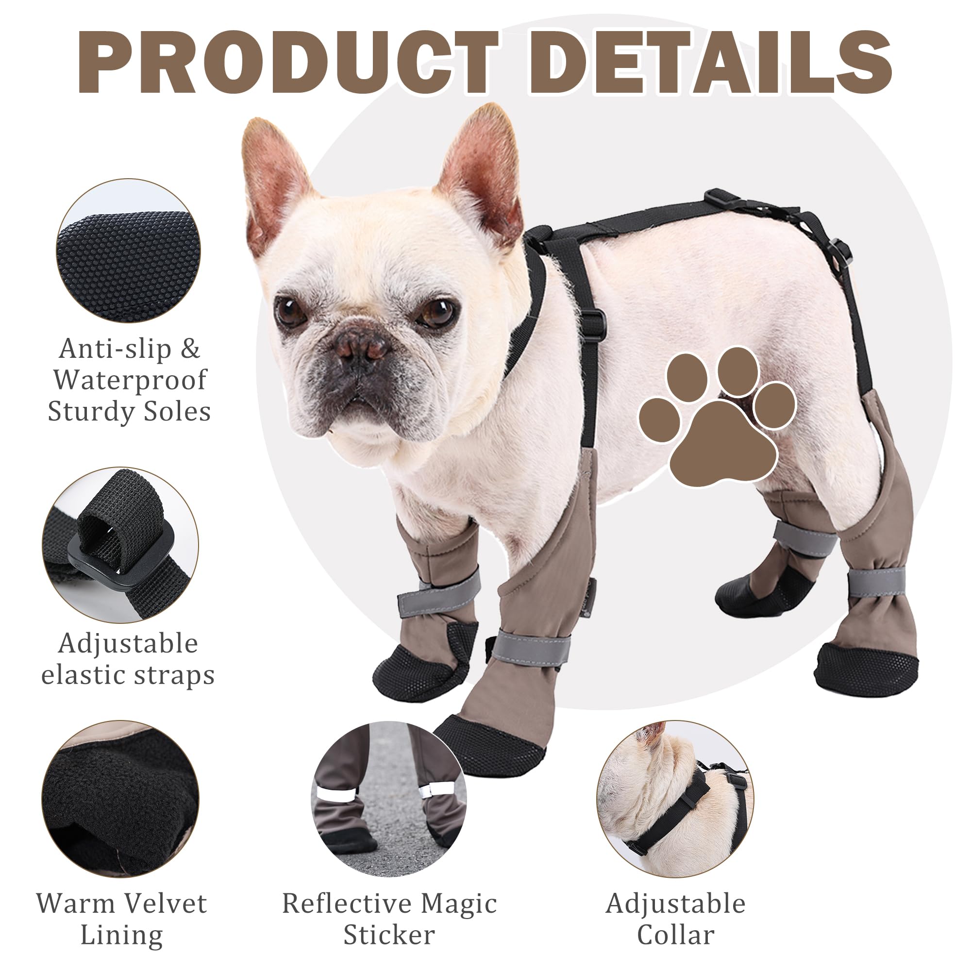 Snugrance Dog Suspender Boots visibilité nocturne renforcée