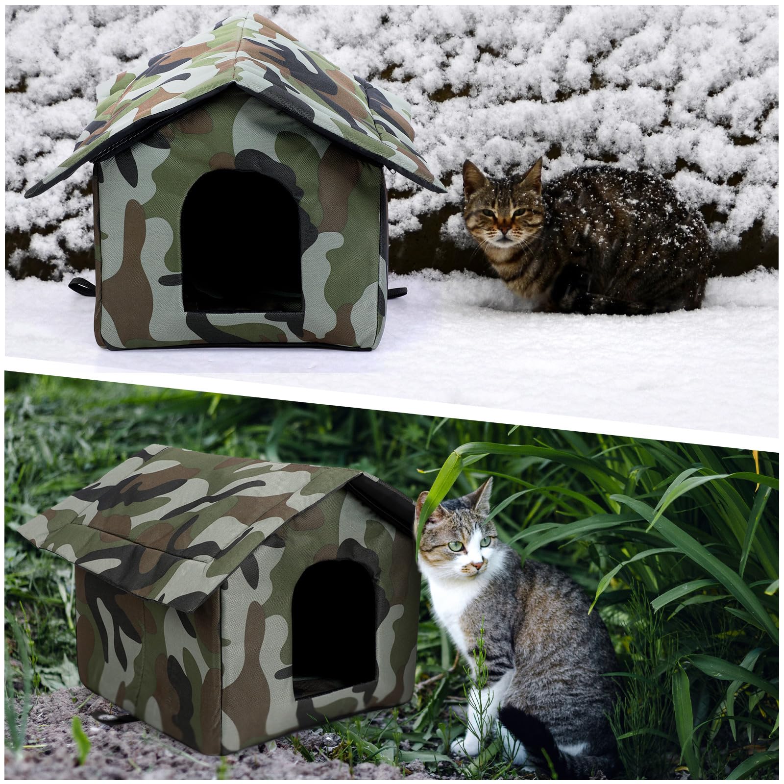 Soaoo refuge chat hiver camouflage, protège du froid et du vent.