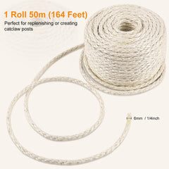 SOCATER corde sisal 164 pieds, longueur adaptée pour bricolage et réparation.