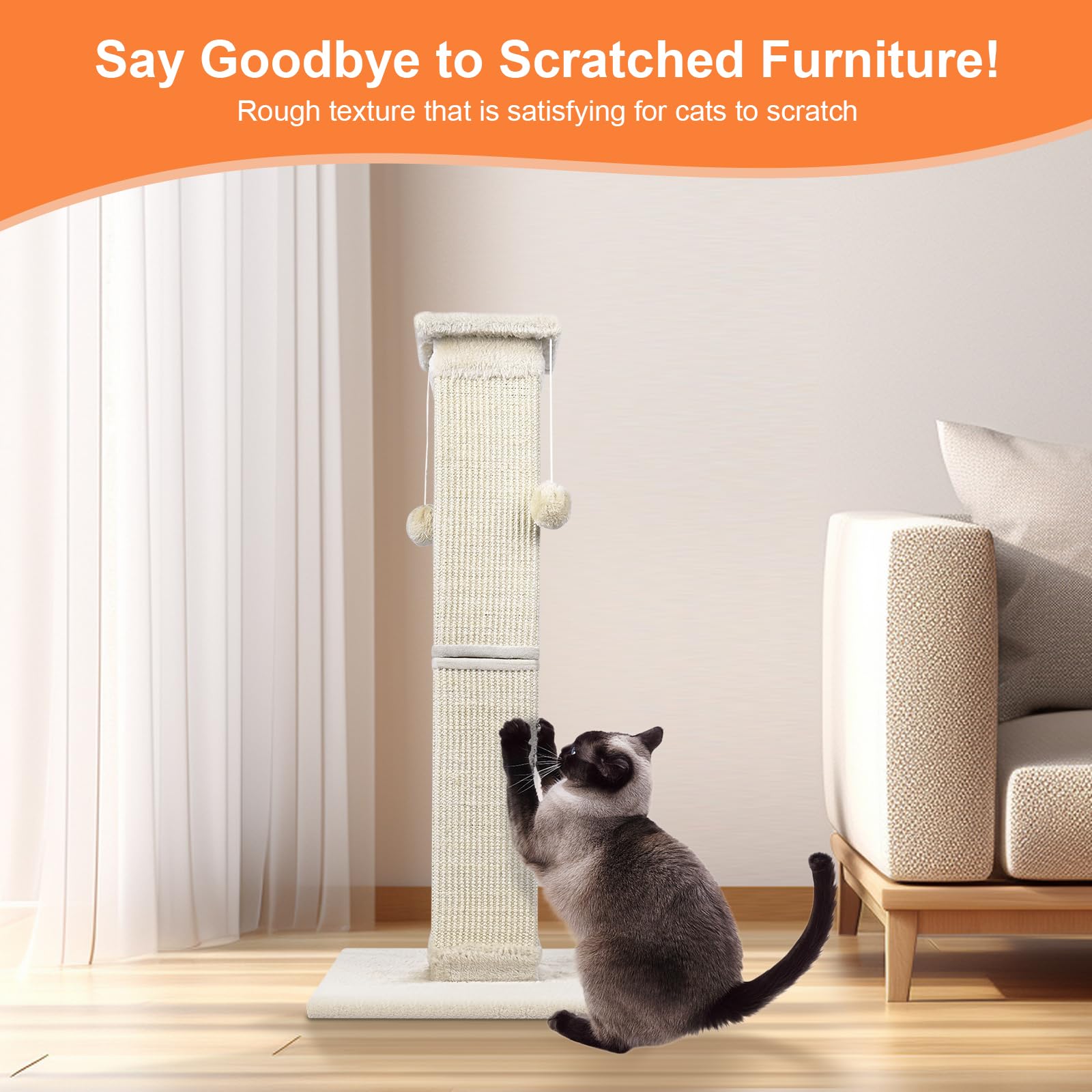 Socater fibres sisal naturelles, texture bois pour un griffage naturel.