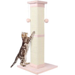 SOCATER poste griffage 33 pouces, rose, sisal naturel idéal pour chats