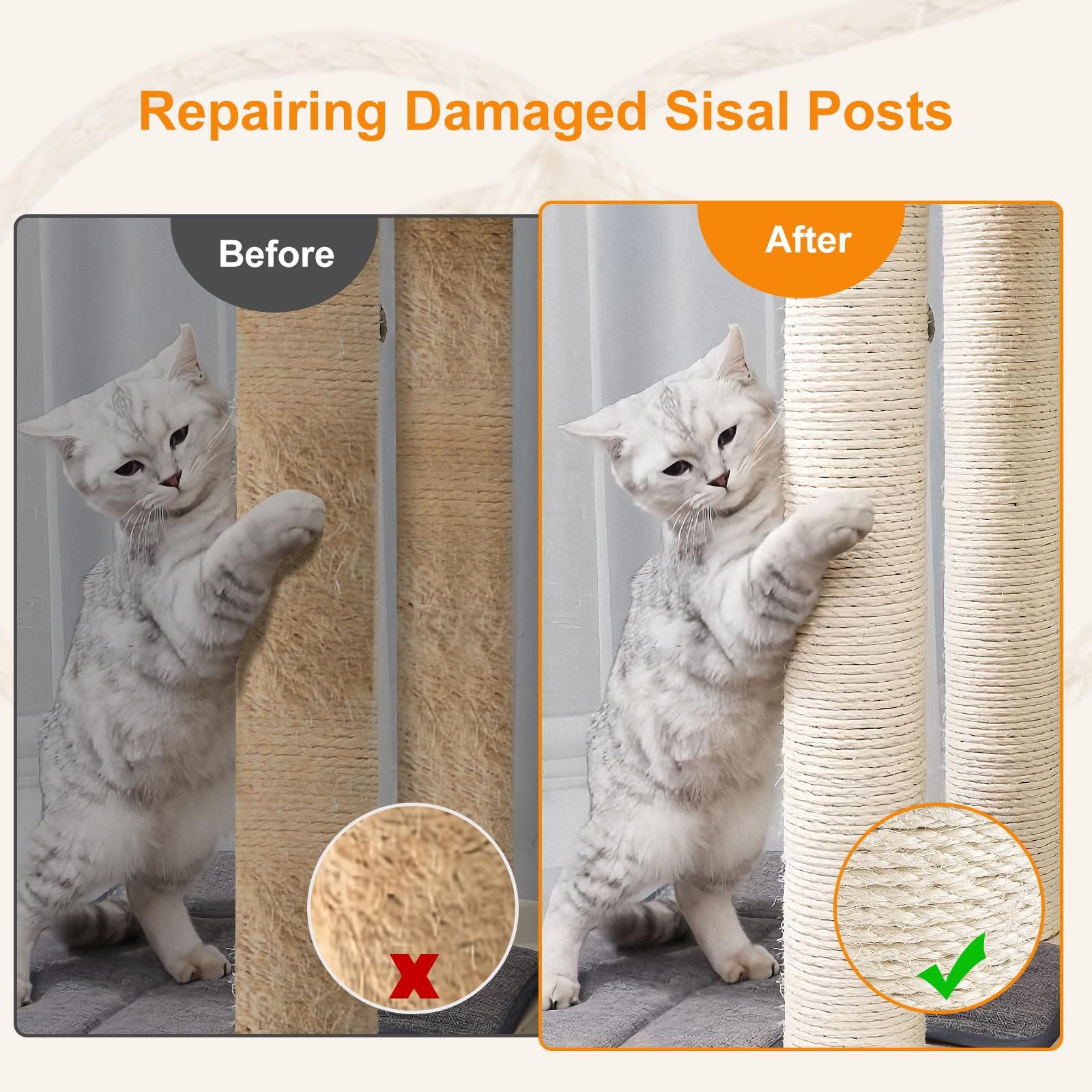Poste à griffer renouvelé grâce au sisal SOCATER, matière durable et fiable.