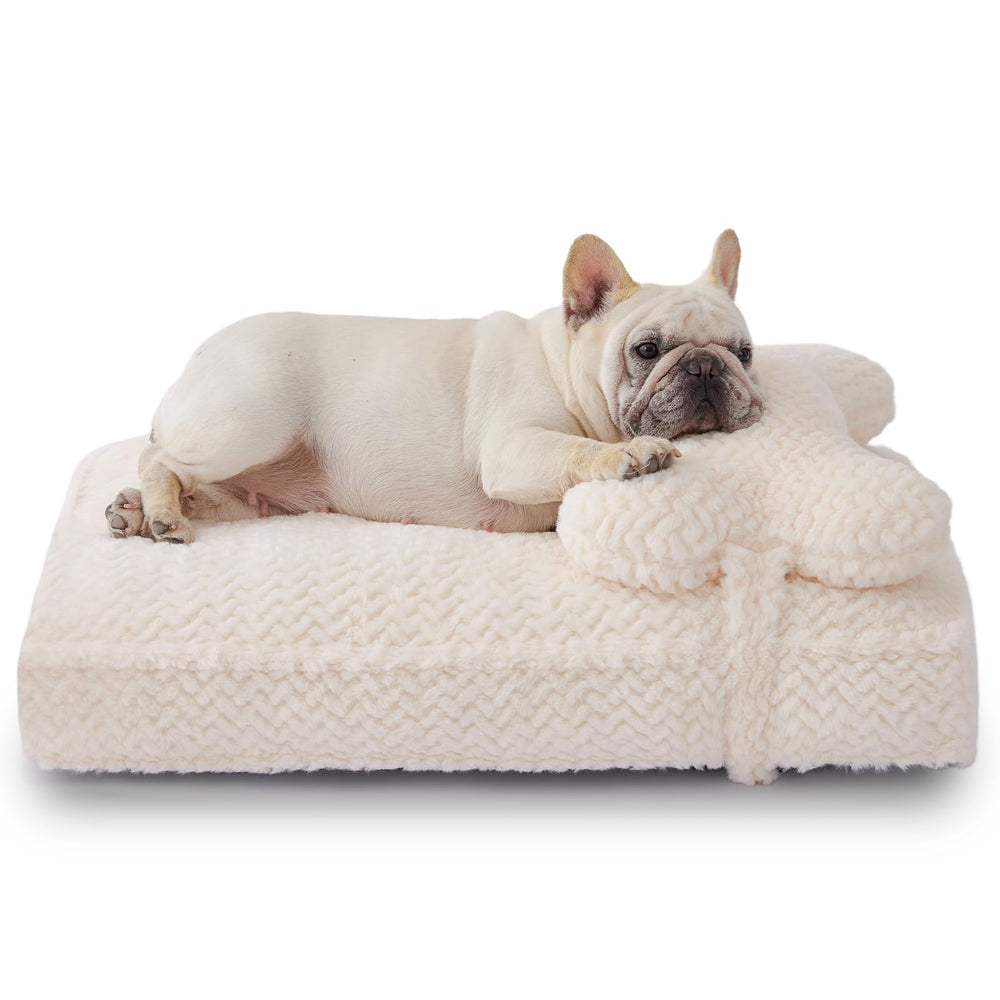 Lit Soft Touch en fausse fourrure crème pour chien moyen, confort douillet.