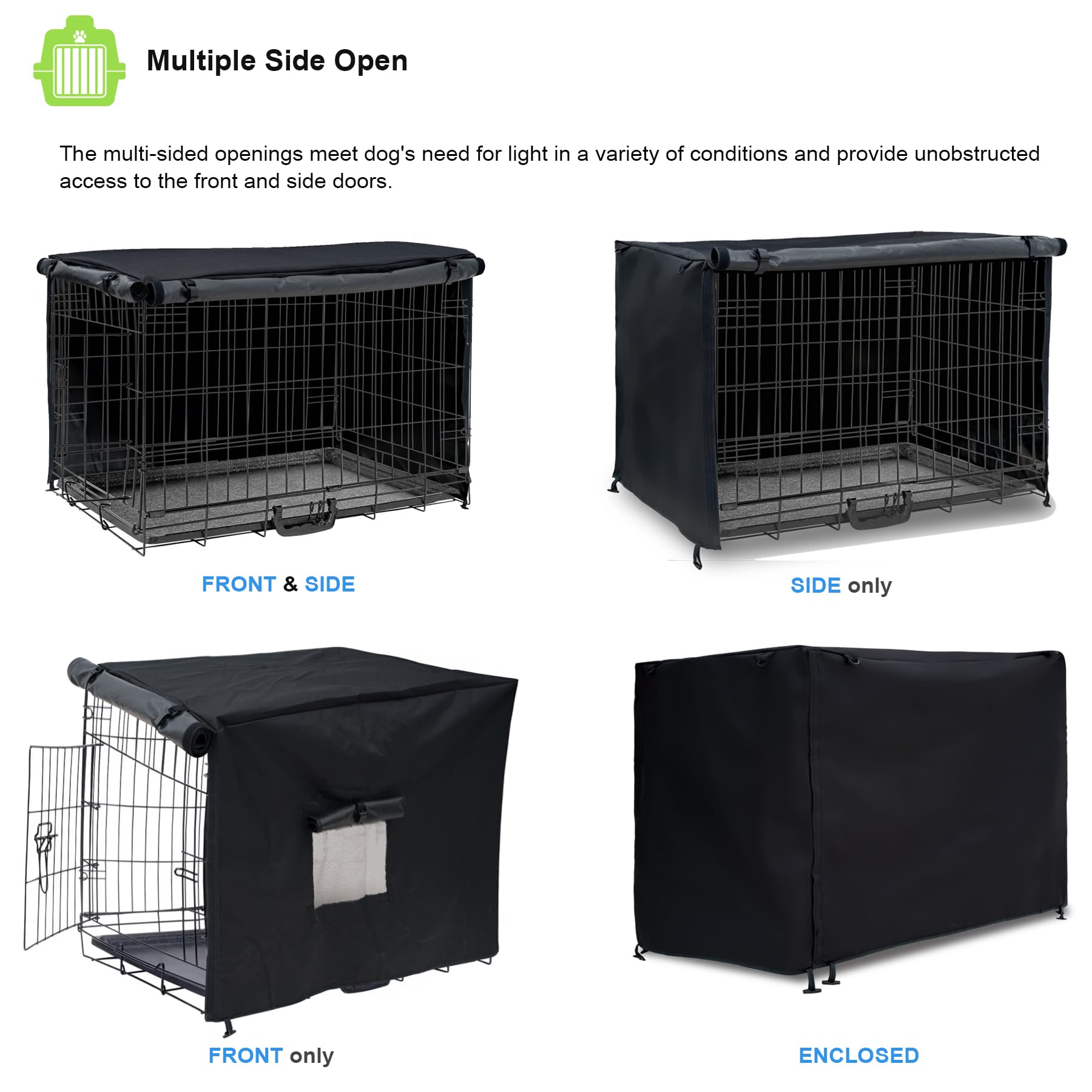 Softclub housse cage chien 30 po — coins bas à boucles pour fixation facile.
