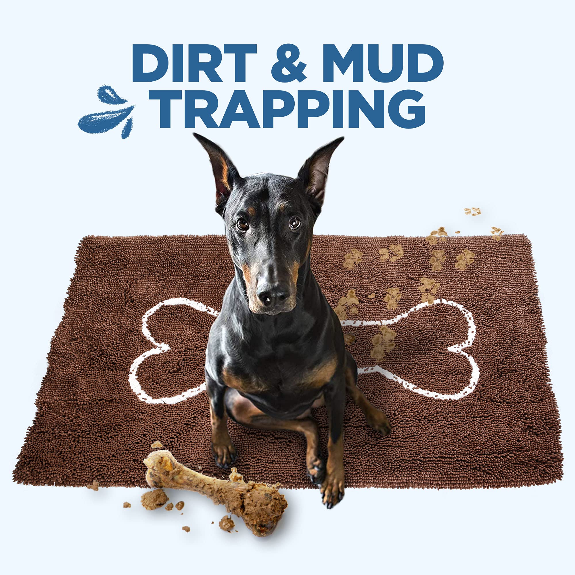 Tapis Soggy Doggy Doormat avec fond anti-dérapant pour sécurité sur sols lisses.