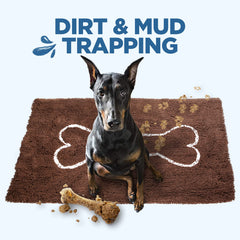 Tapis Soggy Doggy Doormat avec fond anti-dérapant pour sécurité sur sols lisses.