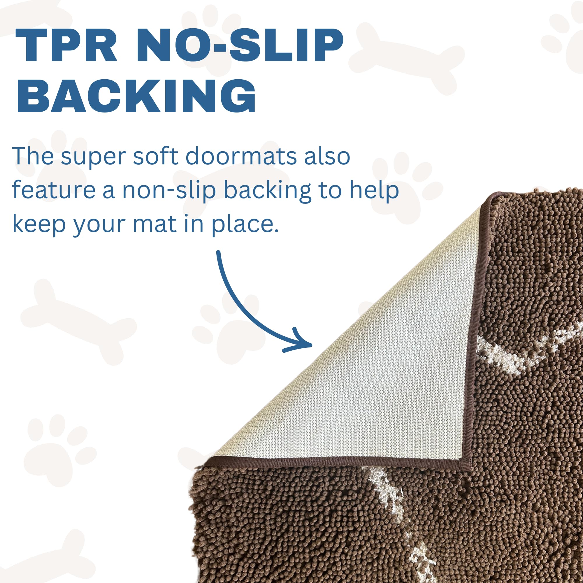 Tapis Soggy Doggy Doormat confort doux en chenille pour les pattes des chiens.