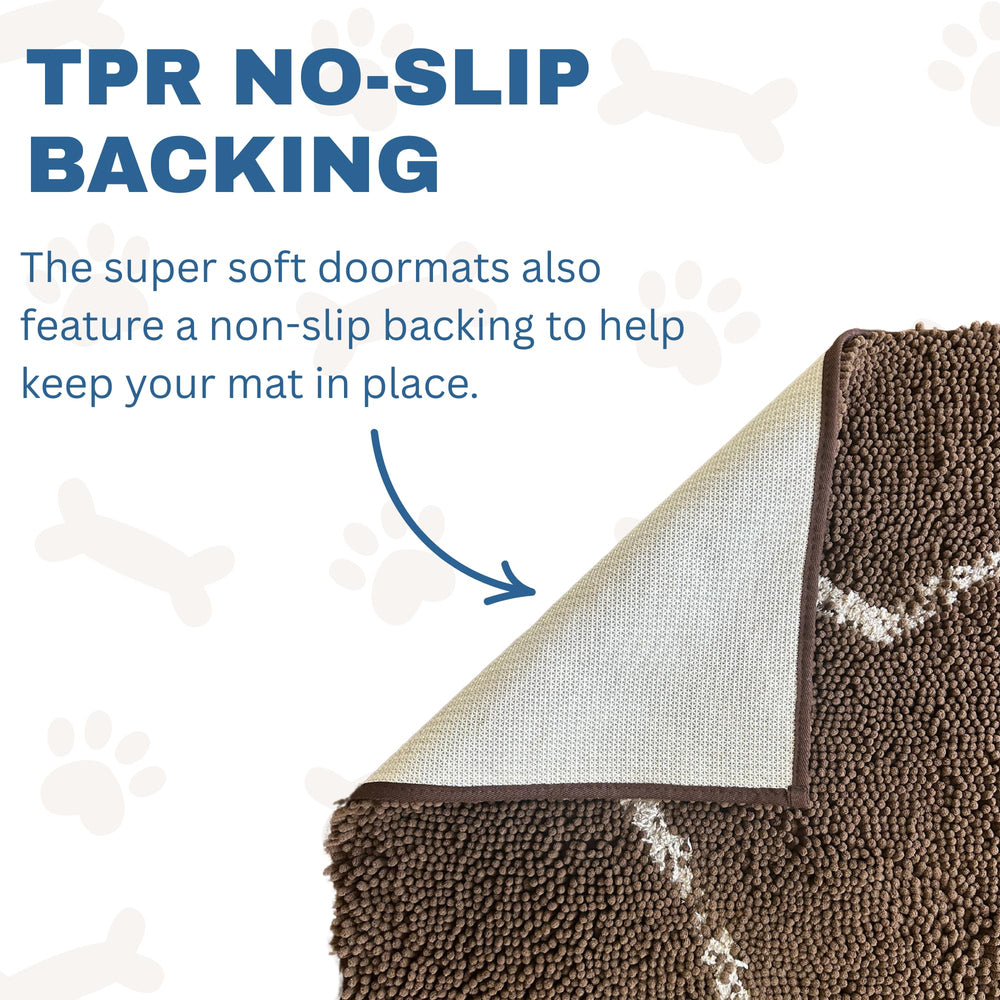 Tapis Soggy Doggy Doormat confort doux en chenille pour les pattes des chiens.