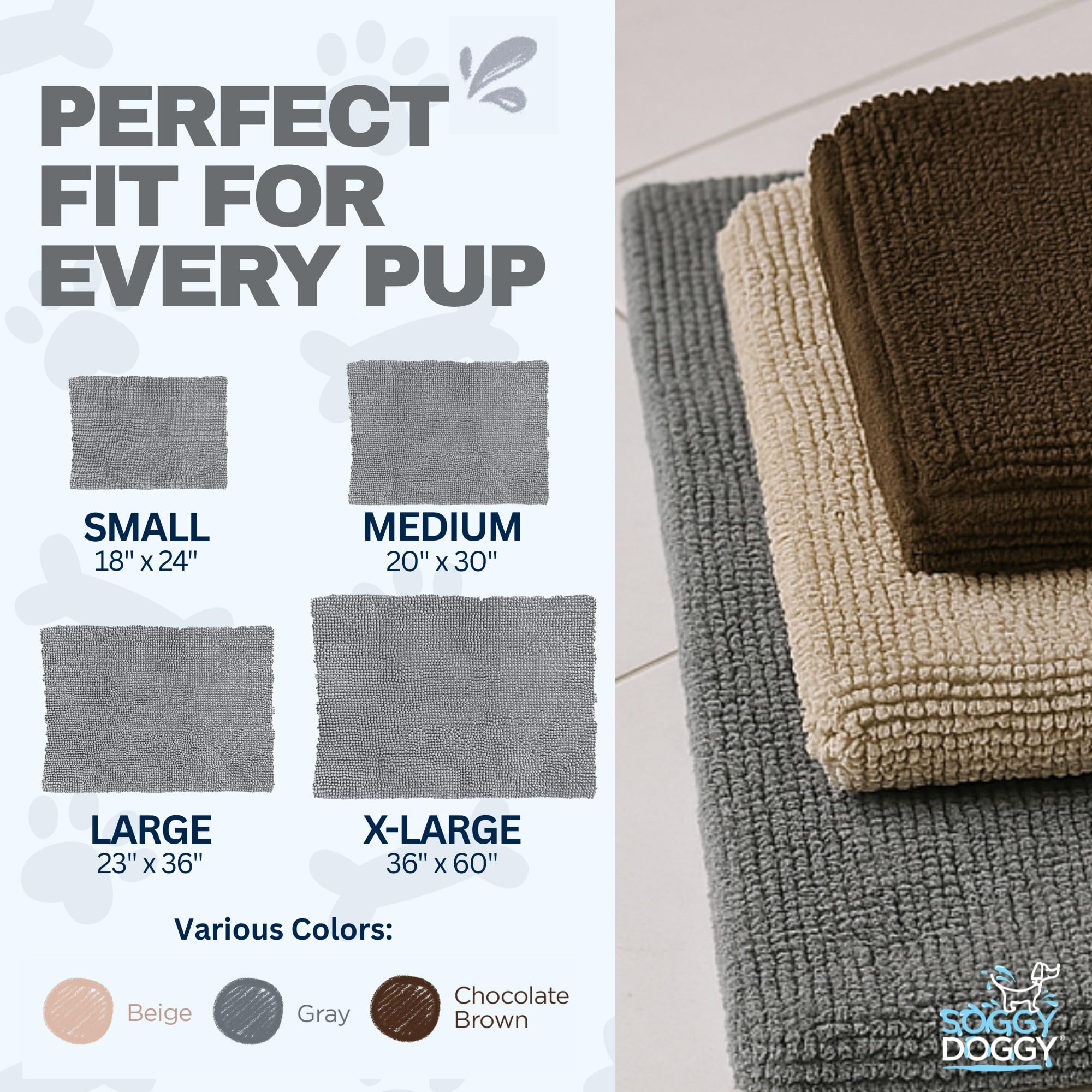 Soggy Doggy Doormat utilisation en kennel ou maison, pratique pour les voyages.