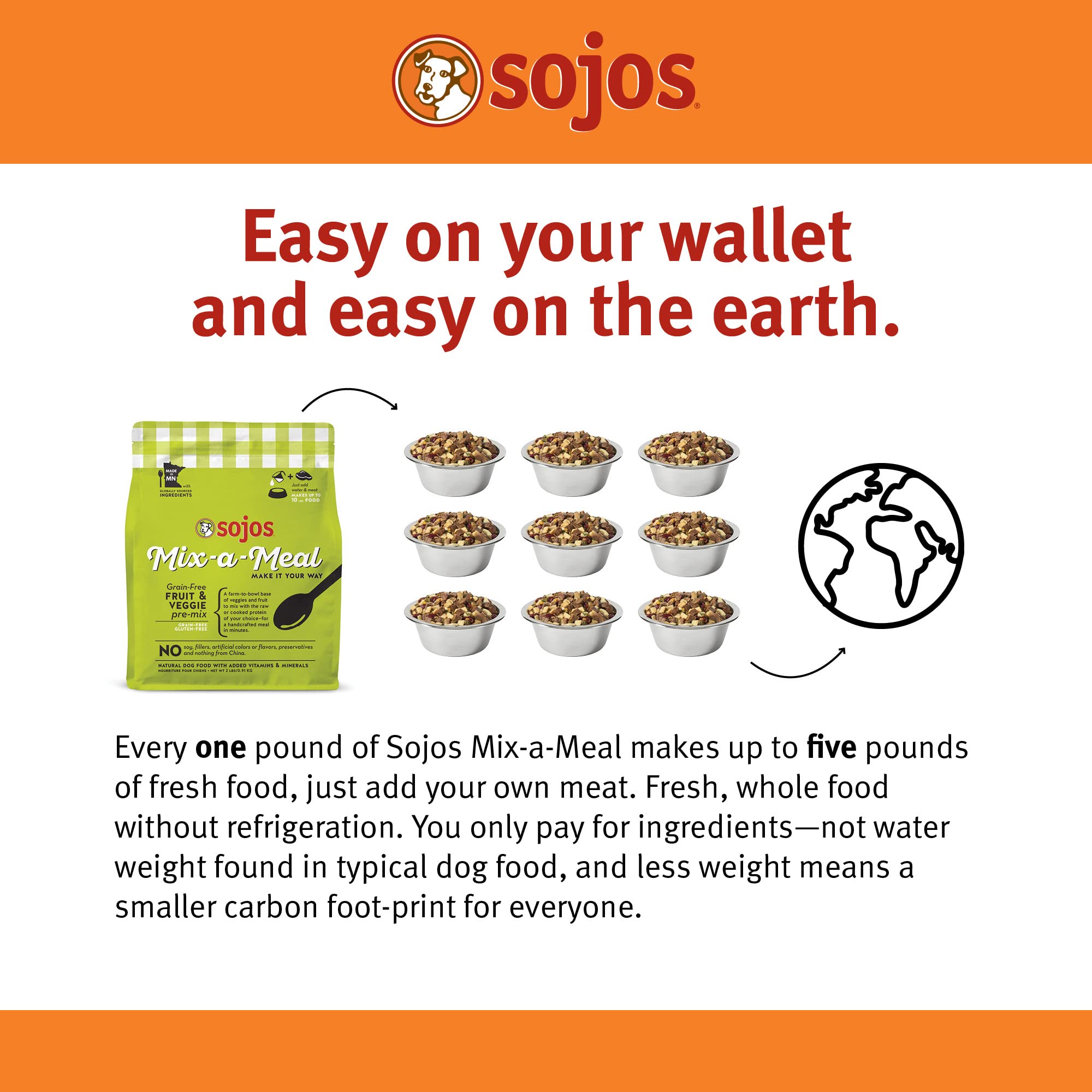 Bol Sojos Mix-A-Meal, alimentation naturelle prête à servir.