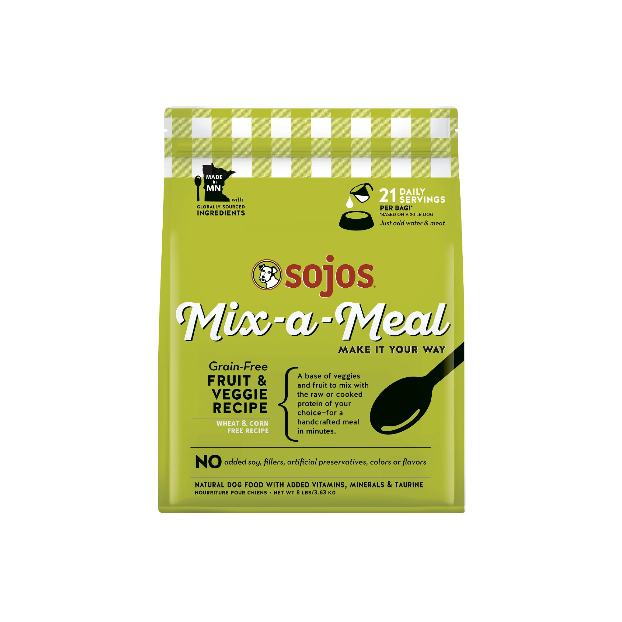 Sac Sojos Mix-A-Meal pré-mix fruits et légumes, base naturelle prête à l’emploi.