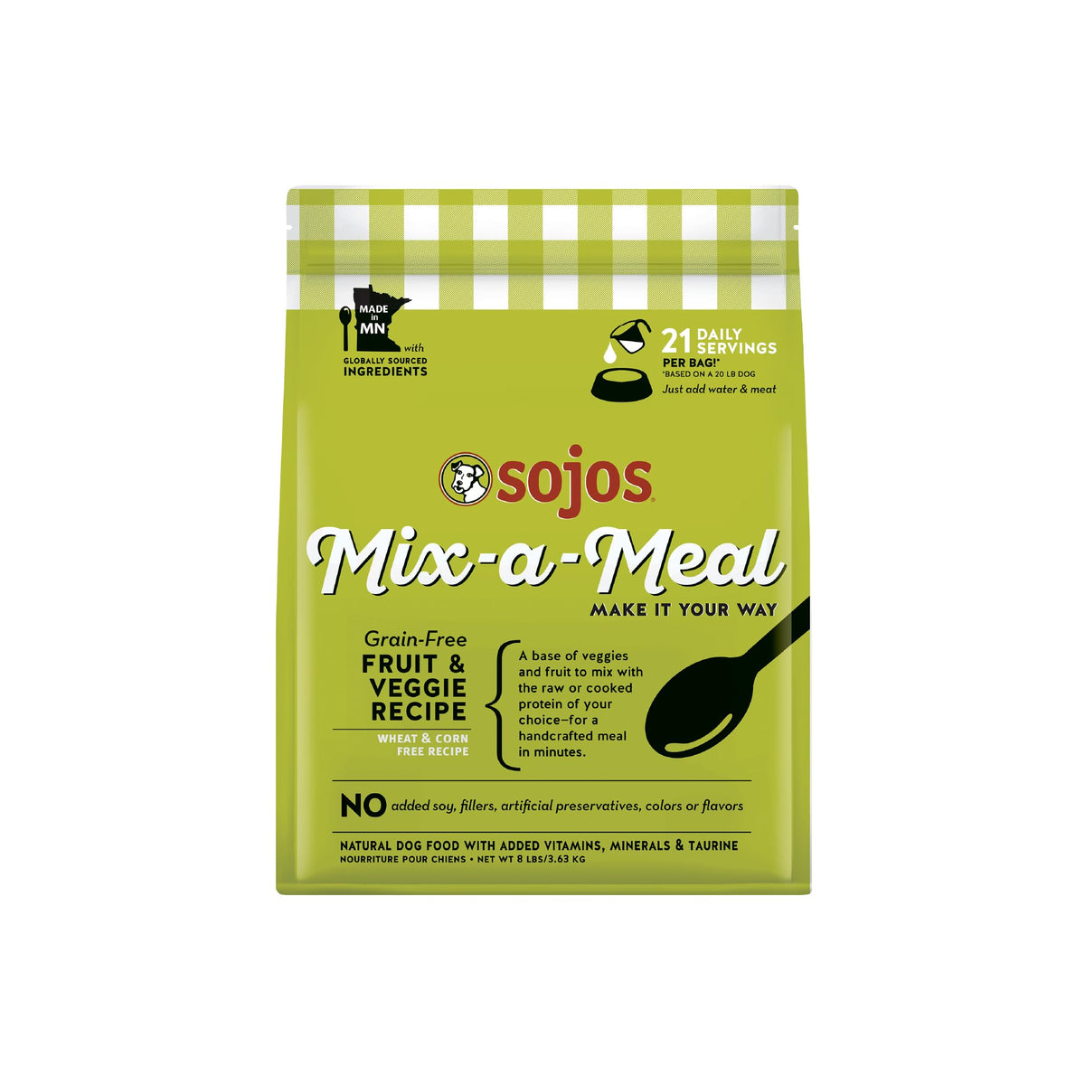 Sac Sojos Mix-A-Meal pré-mix fruits et légumes, base naturelle prête à l’emploi.