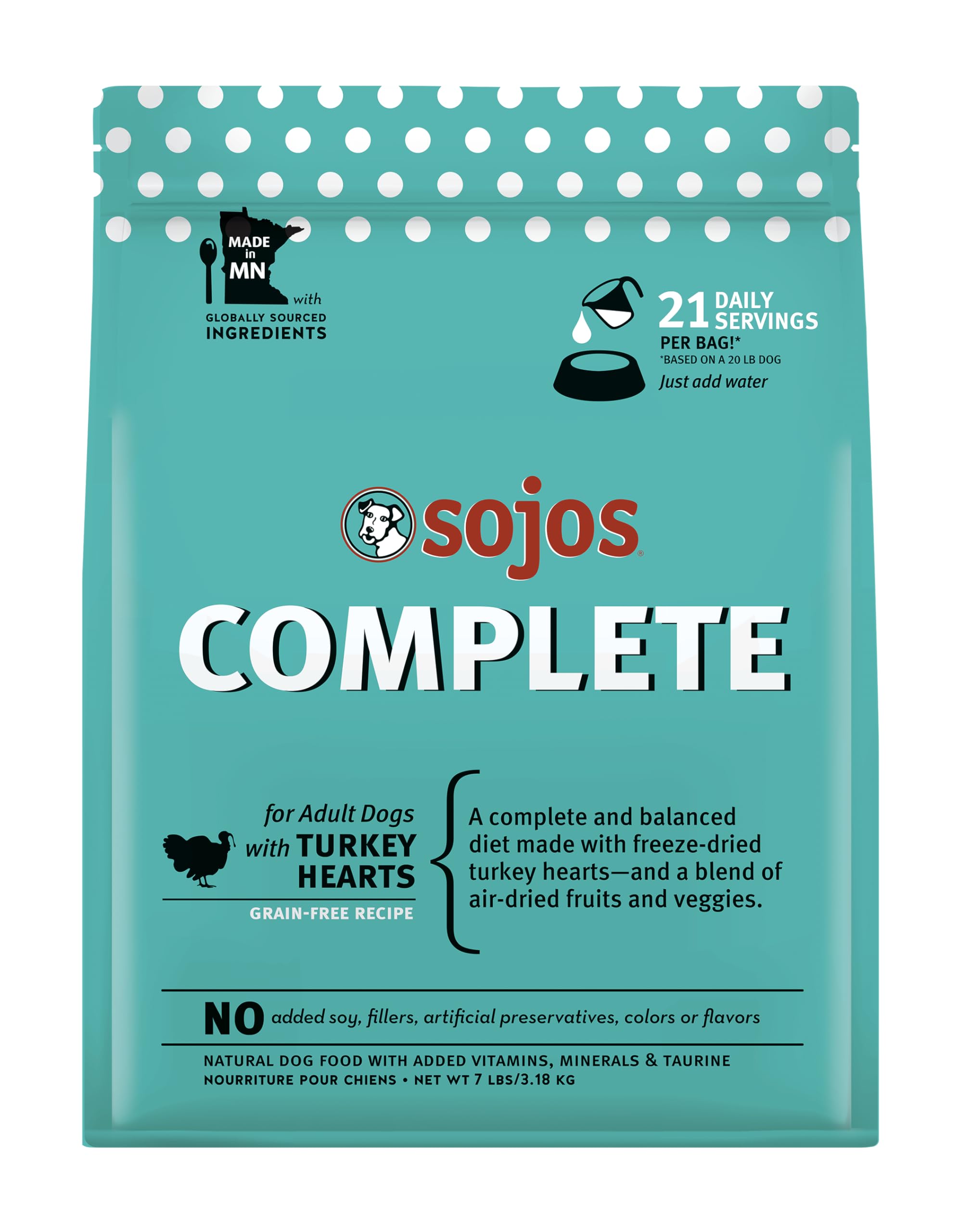Sojos Recette Dinde Complete, emballage du produit prêt à être utilisé, pratique