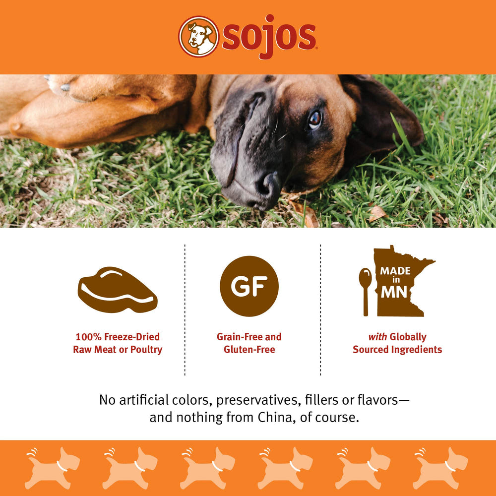 SOJOS Simply Beef : emballage américain et ingrédients simples, sans artifice.