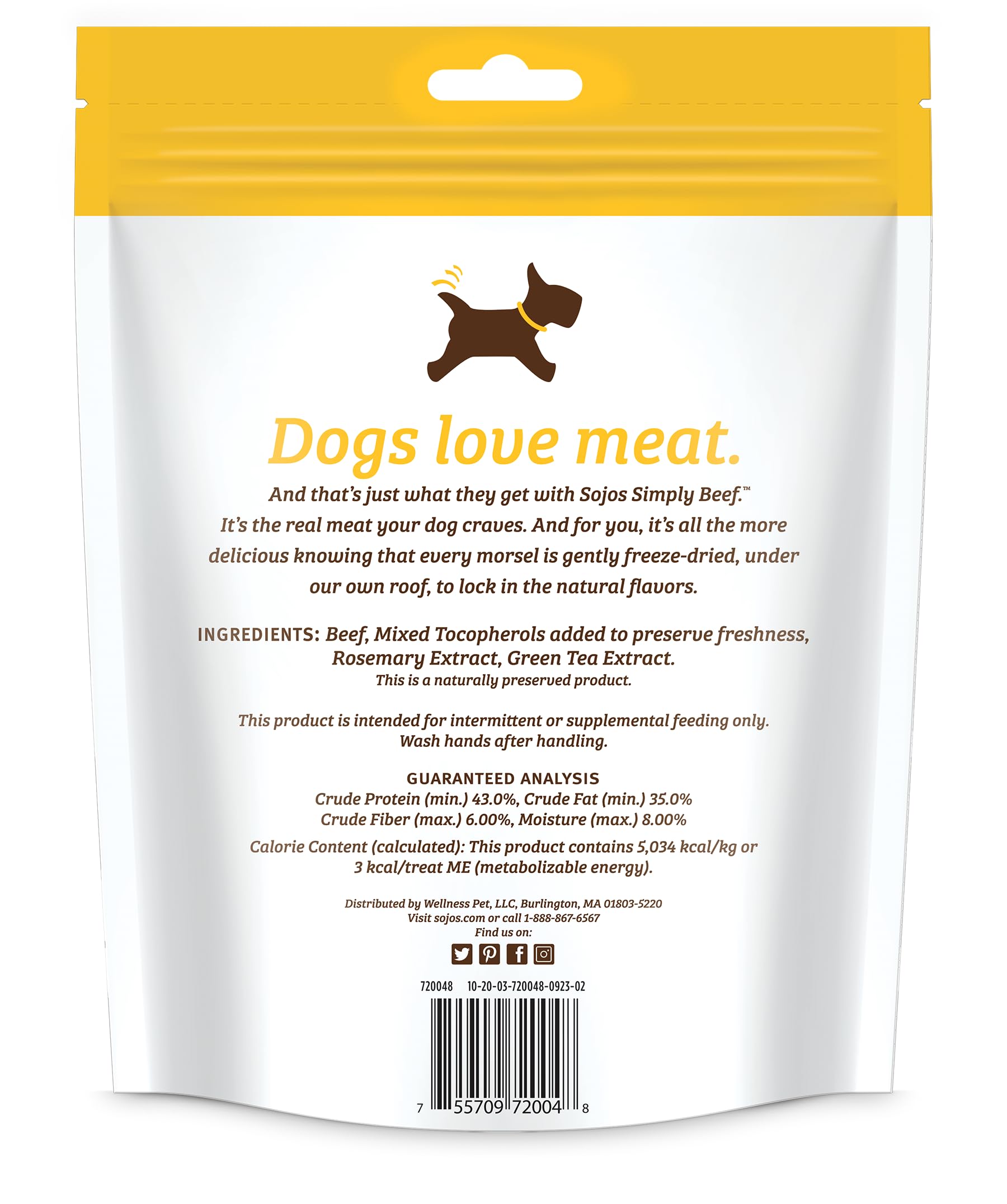 SOJOS Simply Beef, snack d'entraînement pour chiens, croquants et savoureux.