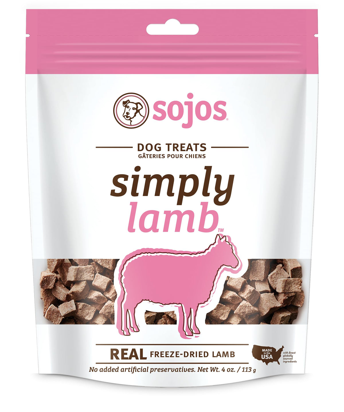 SOJOS Simply Lamb packshot lyophilise, friandise pratique pour chiens actifs
