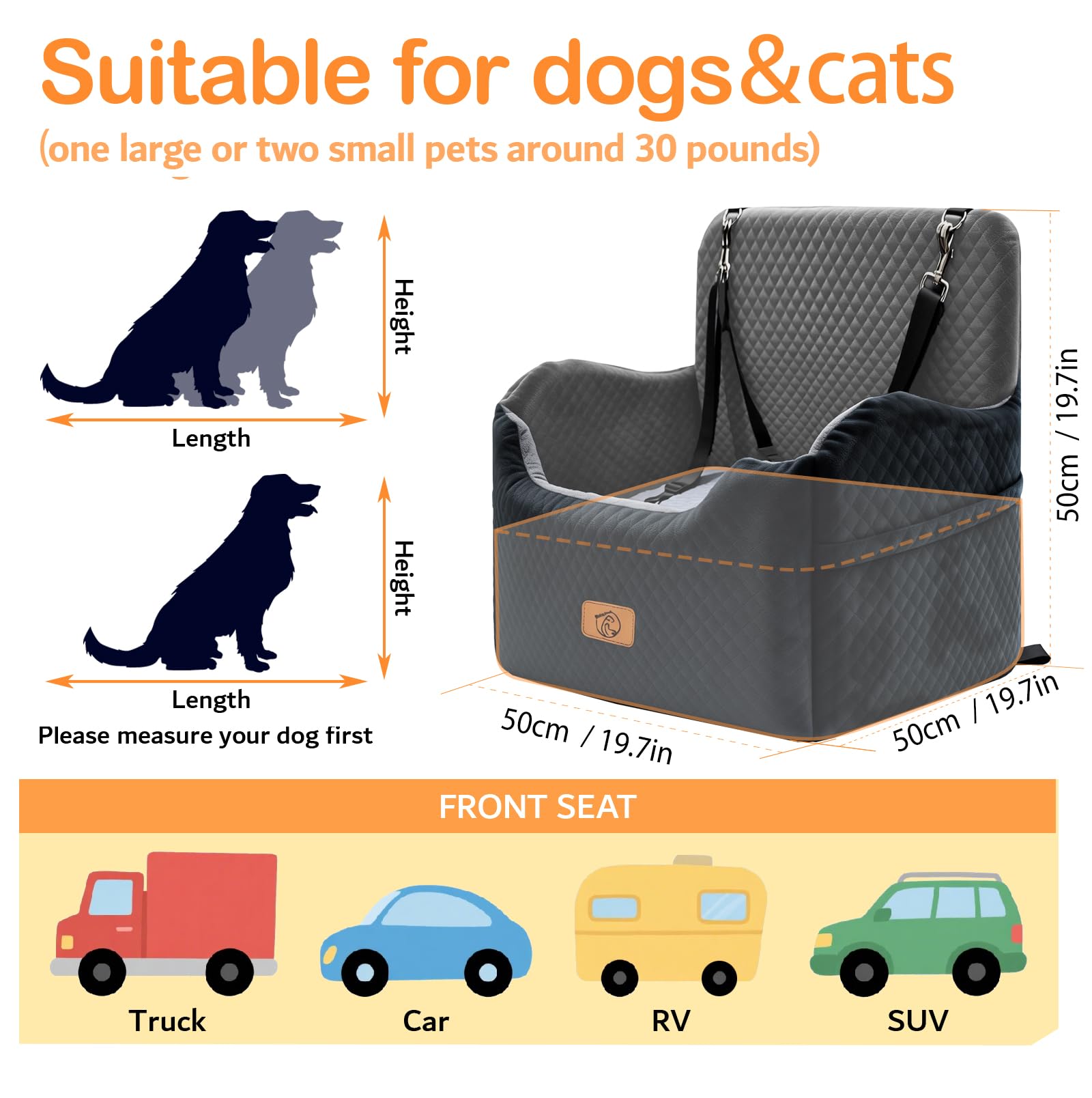 Solaluz siège chien sécurité sangles garantit une tenue sécurisée en voiture.
