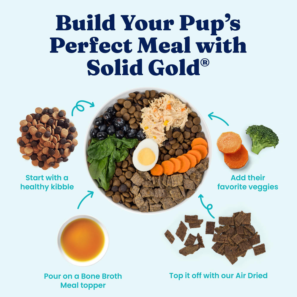 Arôme riche du bouillon Solid Gold pour chien.