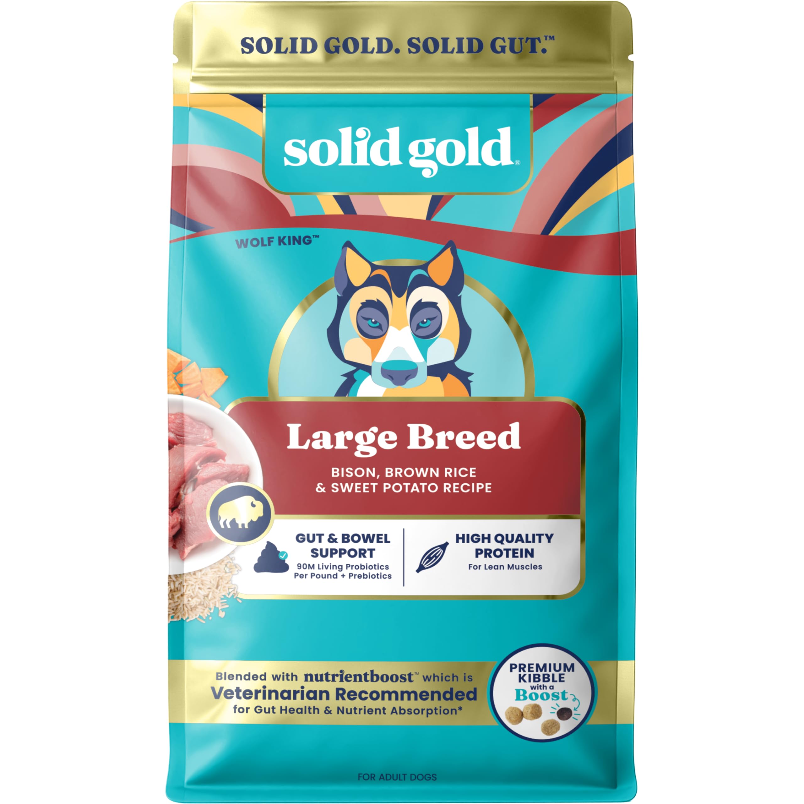 Solid Gold Bison pour grandes races – emballage et informations nutritionnelles.