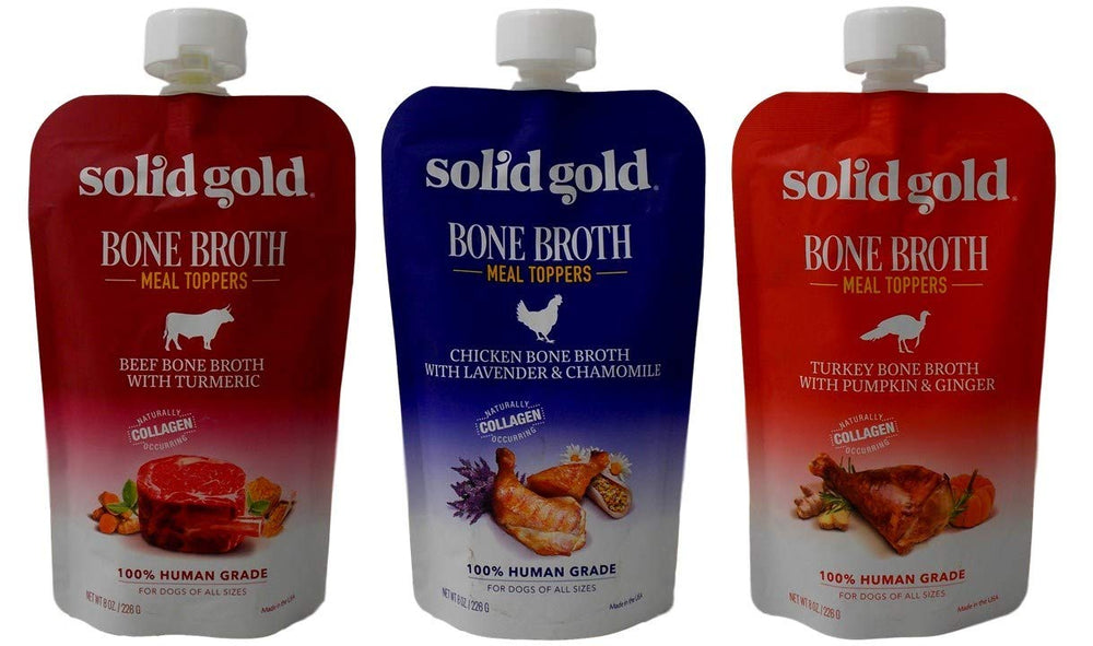 Solid Gold Bouillon Os chien – trio saveurs, goût riche pour régaler votre chien.