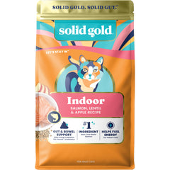 Solid Gold croquettes saumon pour chat intérieur, soutien digestif et peau saine.