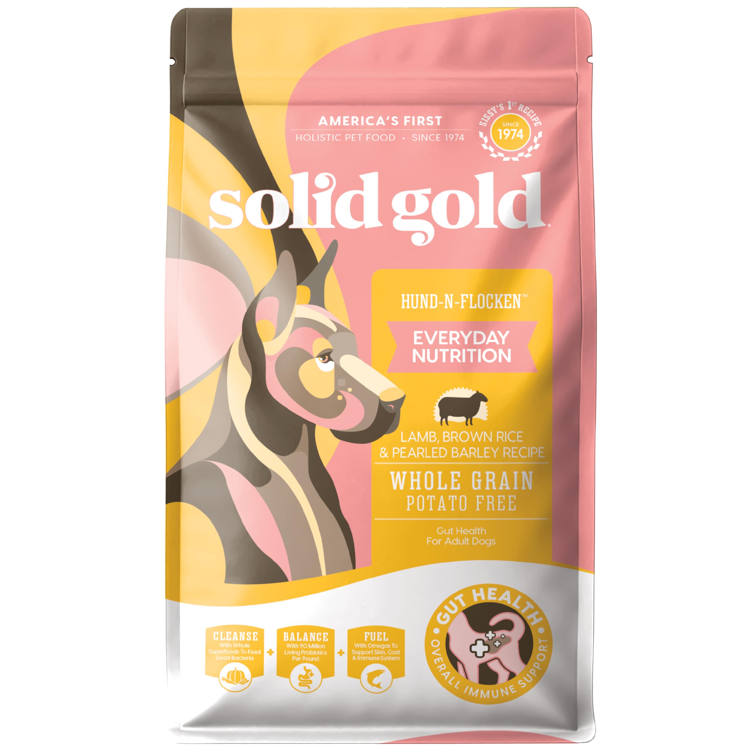 Solid Gold croquettes d'agneau pour adultes et seniors, nutrition riche et énergie durable.