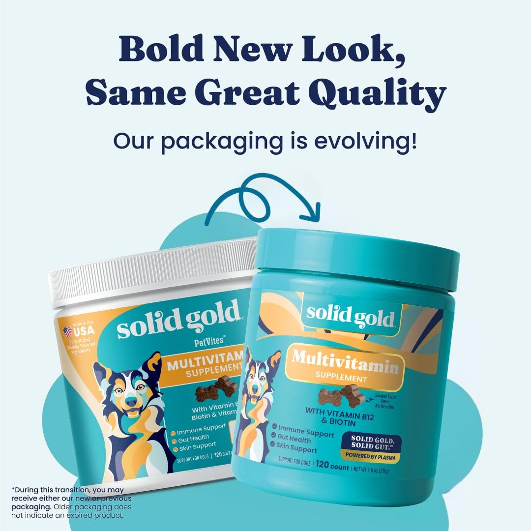 Solid Gold multivitamines pour chien — friandises saveur bacon, goût apprécié.